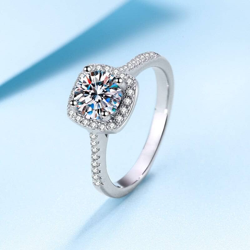 1ct Square Sparkling Moissanite Diamond Engagement Ring-Black Diamonds New York
