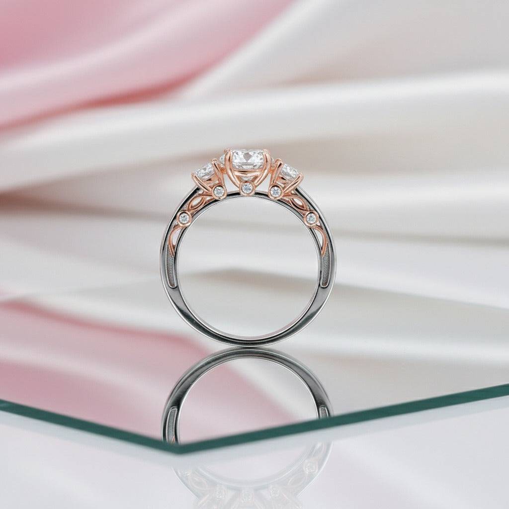 1ct Vintage Style Two Tone Ring-Black Diamonds New York