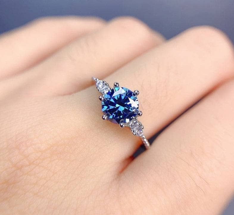 1ct VVS1 Blue Moissanite Classic Engagement Ring-Black Diamonds New York