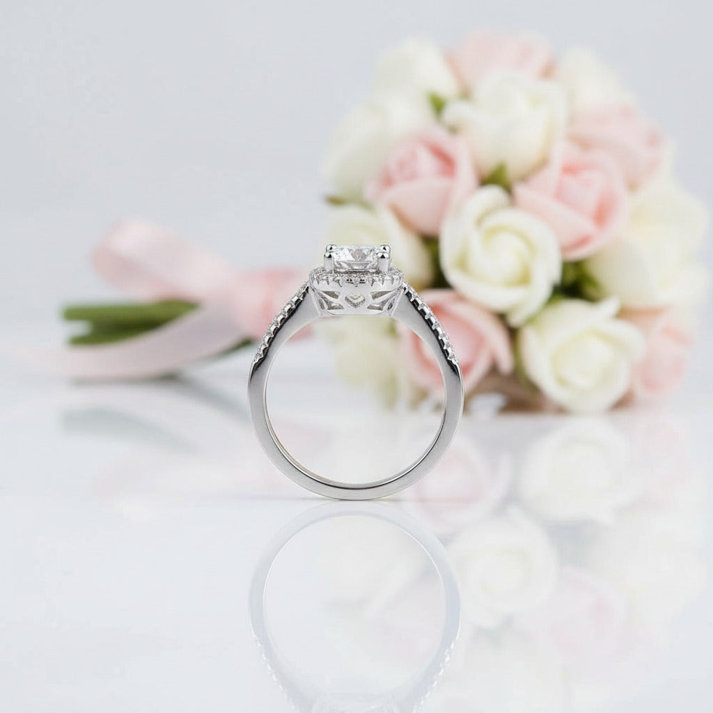 1Ct VVS1 Diamond Option Halo Engagement Ring-Black Diamonds New York