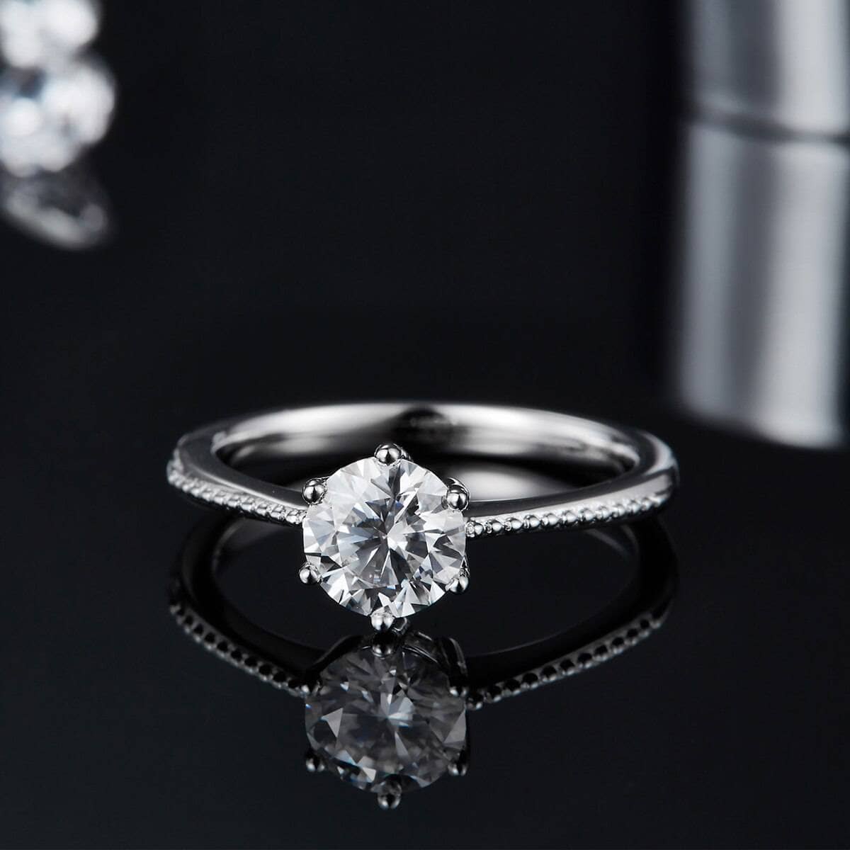 1Ct VVS1 Moissanite Diamond Promise Ring - Black Diamonds New York