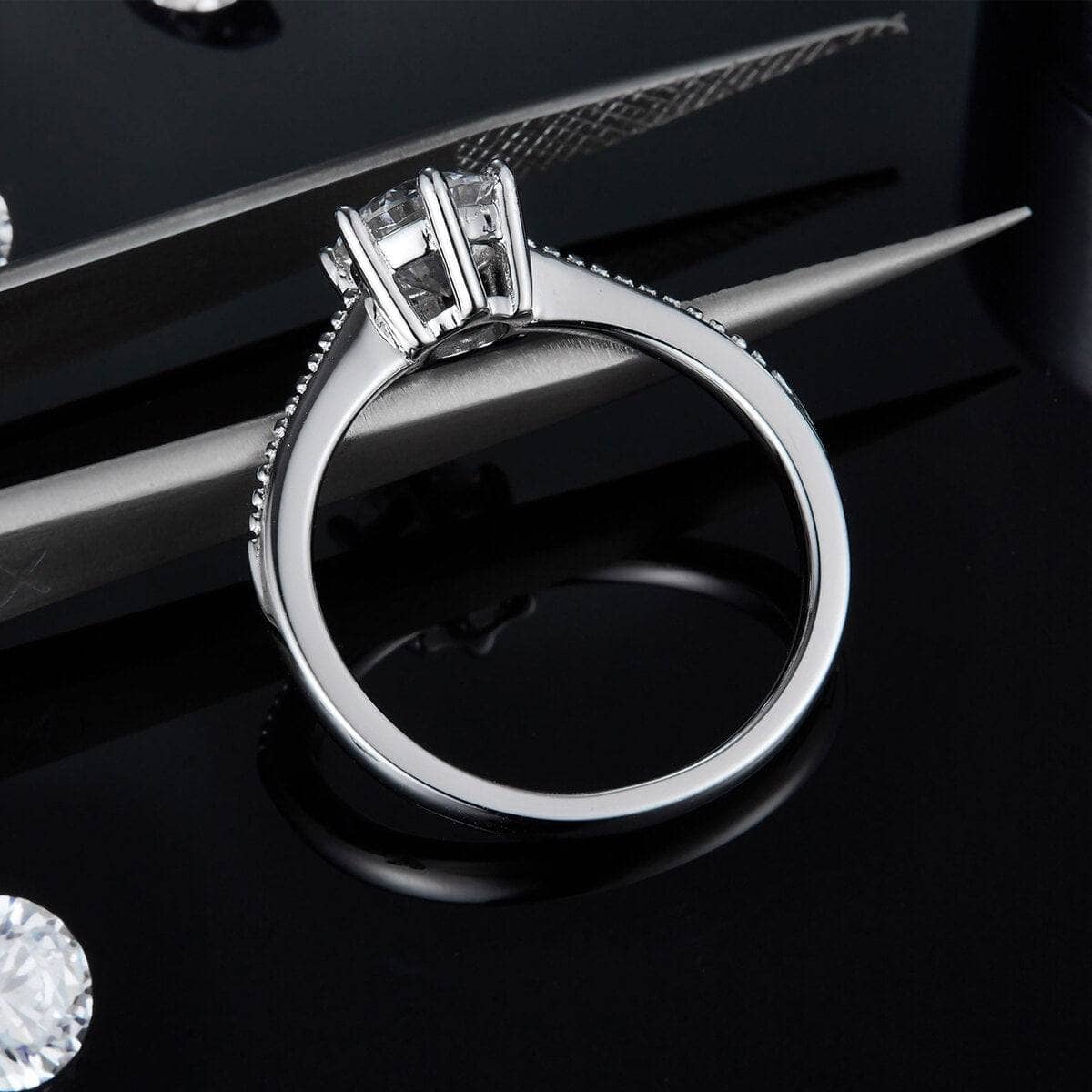 1Ct VVS1 Moissanite Diamond Promise Ring-Black Diamonds New York