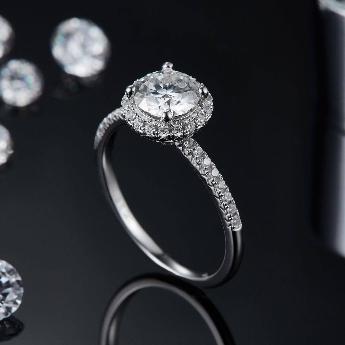 1ct VVS1 Moissanite Diamond Ring Wedding Engagement Ring-Black Diamonds New York