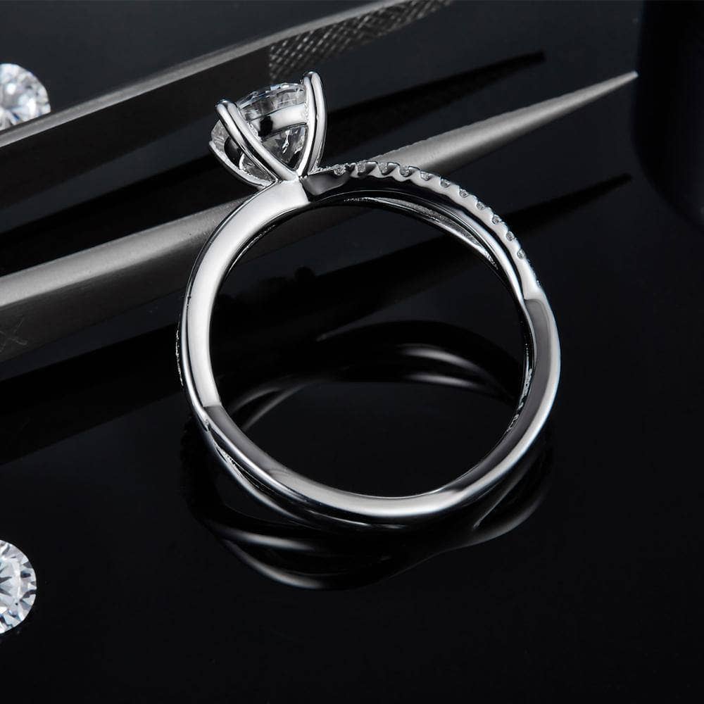 1Ct VVS1 Moissanite Twist Promise Rings-Black Diamonds New York