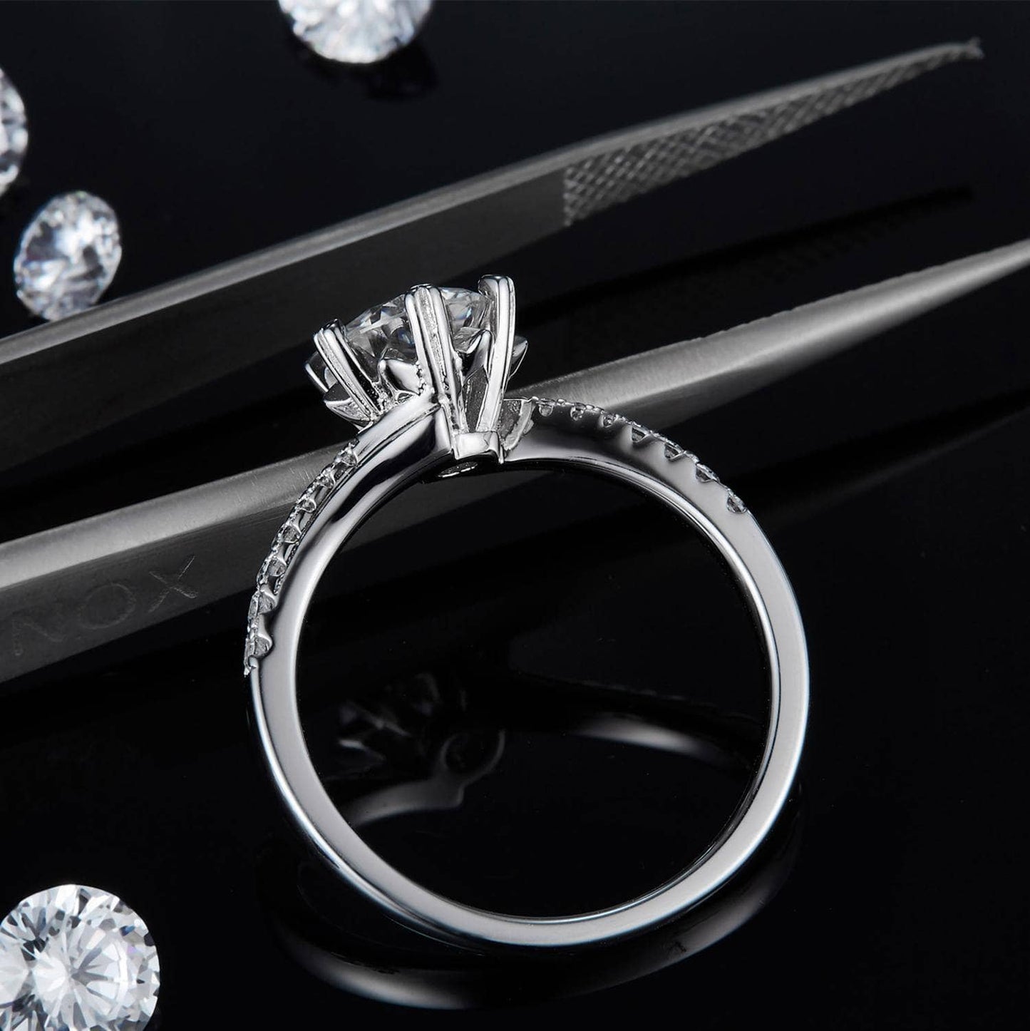 1Ct VVS1 Snowflake Moissanite Diamond Engagement Ring - Black Diamonds New York