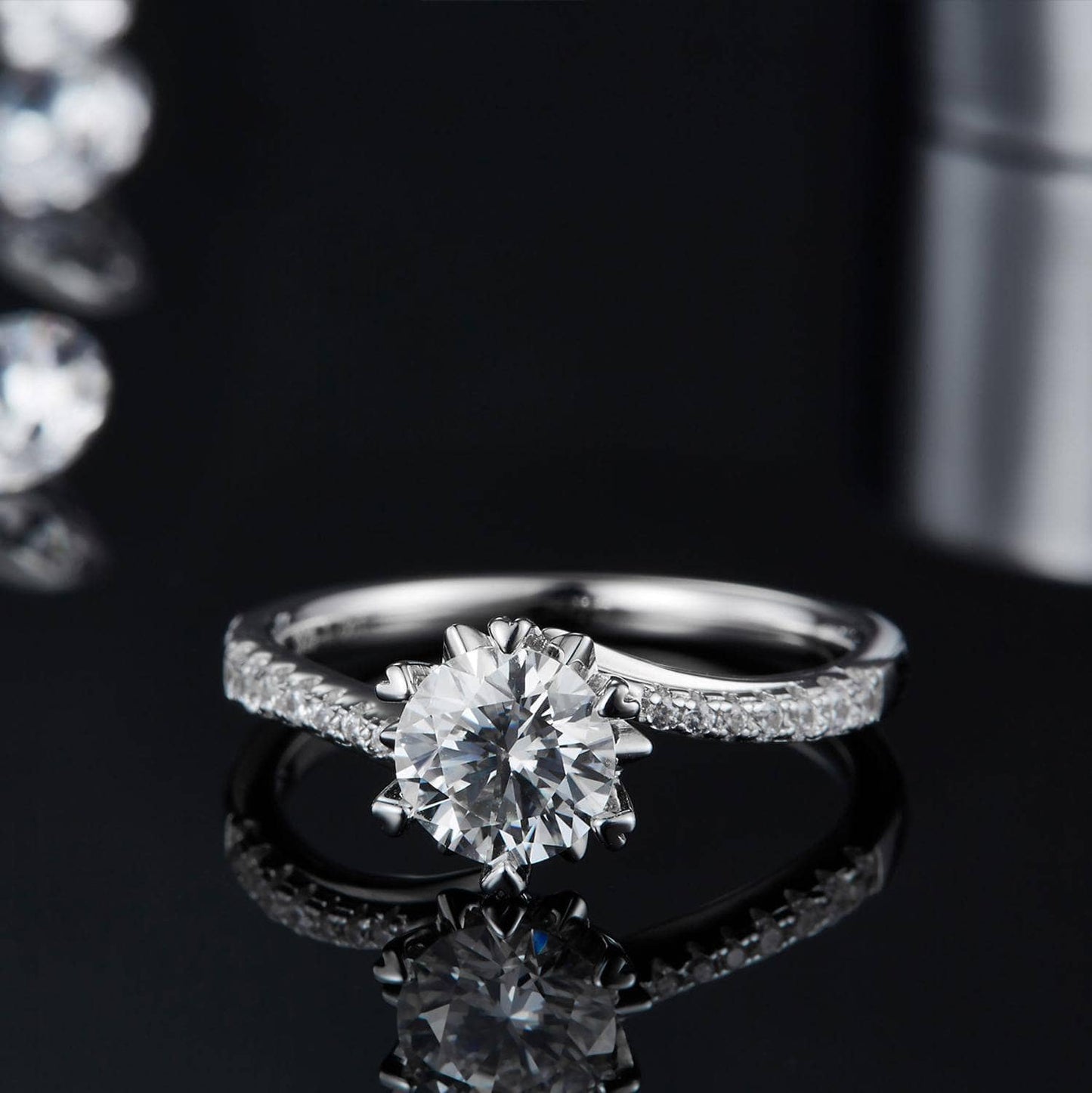 1Ct VVS1 Snowflake Moissanite Diamond Engagement Ring-Black Diamonds New York