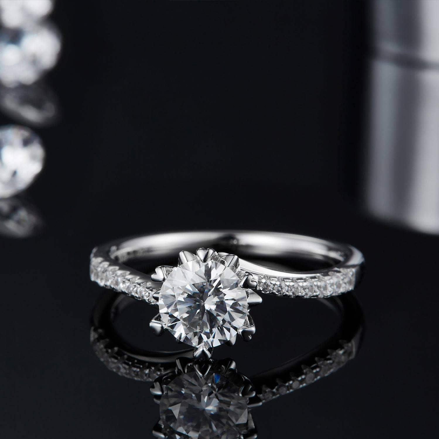 1Ct VVS1 Snowflake Diamond Engagement Ring-Black Diamonds New York