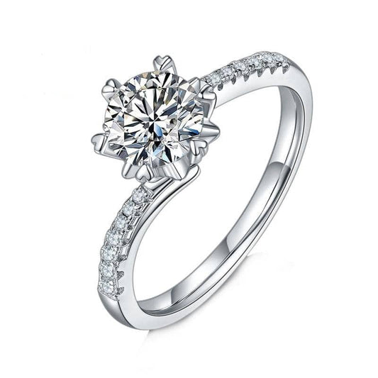 1Ct VVS1 Snowflake Moissanite Diamond Engagement Ring - Black Diamonds New York