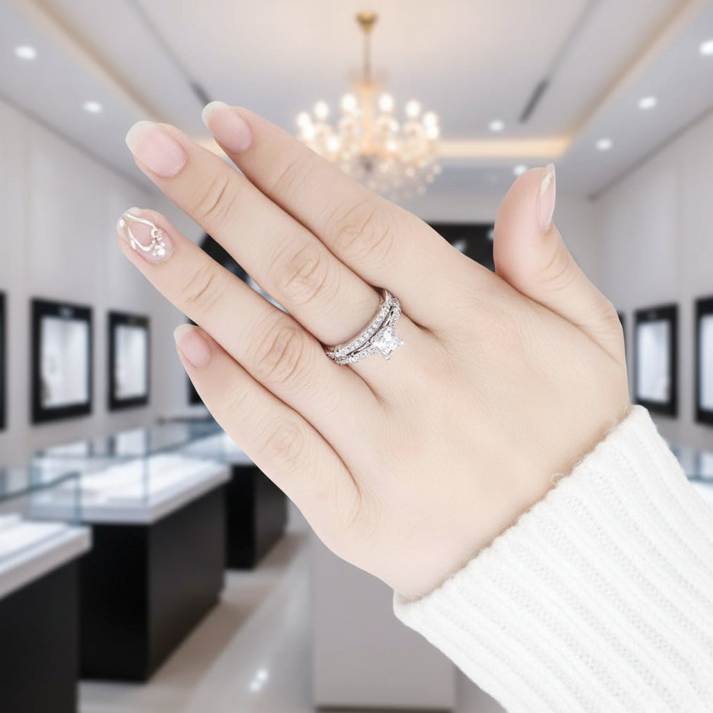 1.0 ct Princess Cut Diamond Option Engagement Ring Set-Black Diamonds New York