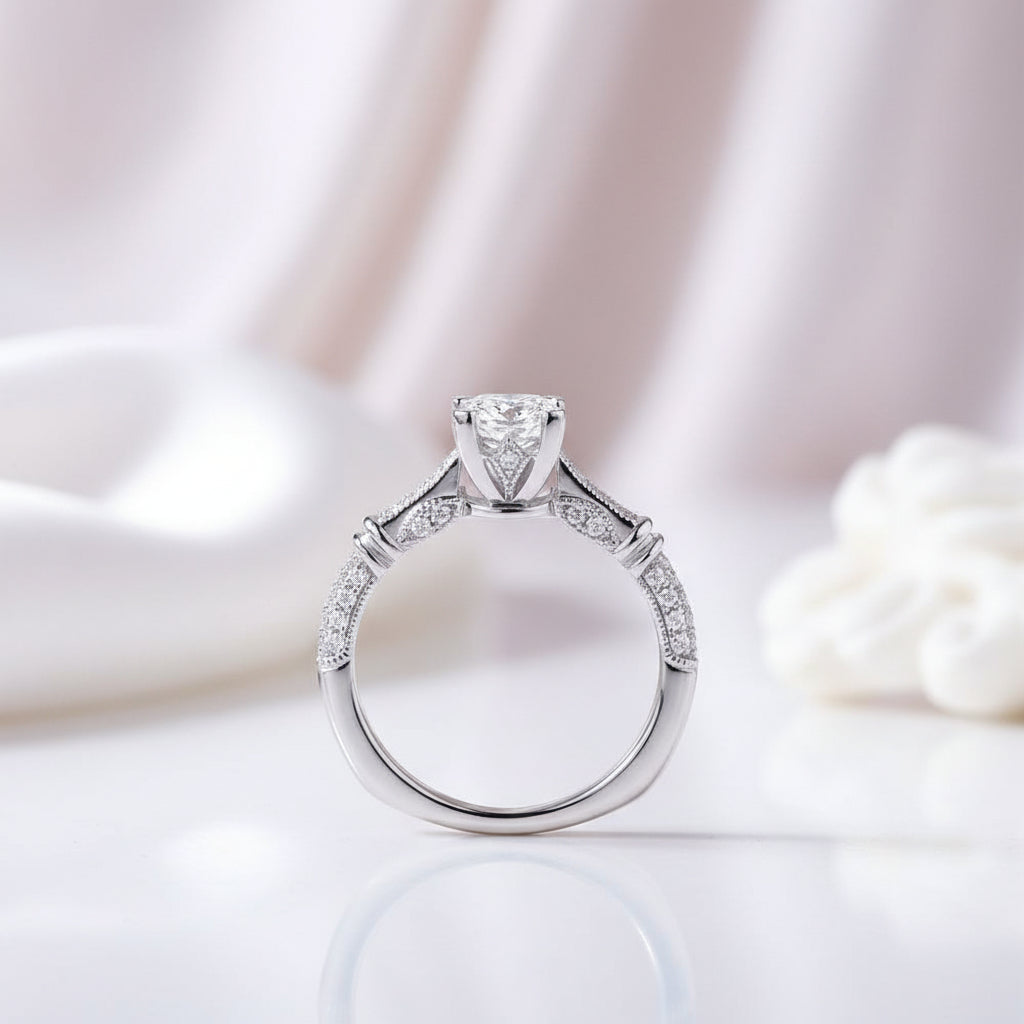1.0 ct Princess Cut Diamond Option Engagement Ring Set-Black Diamonds New York