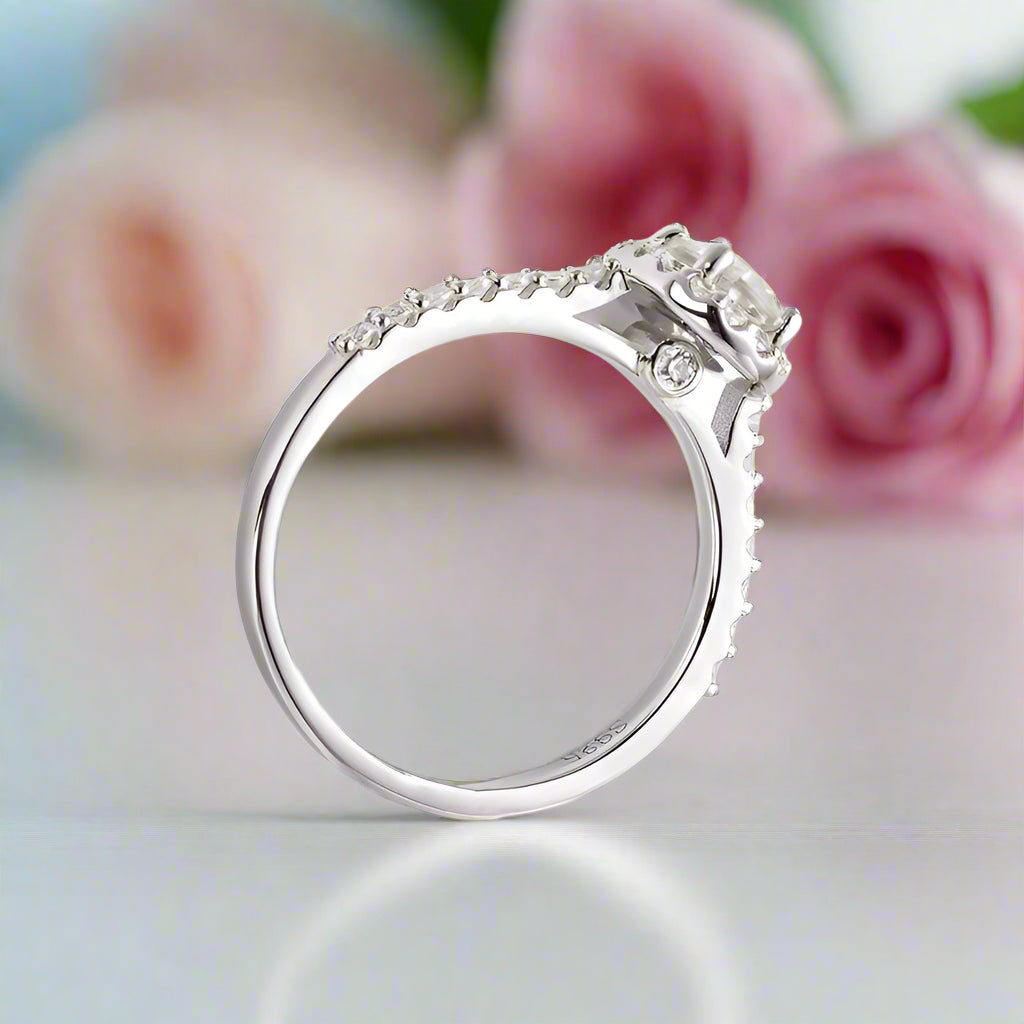 1ct 5*7mm Classic Oval Halo Diamond Engagement Ring-Black Diamonds New York