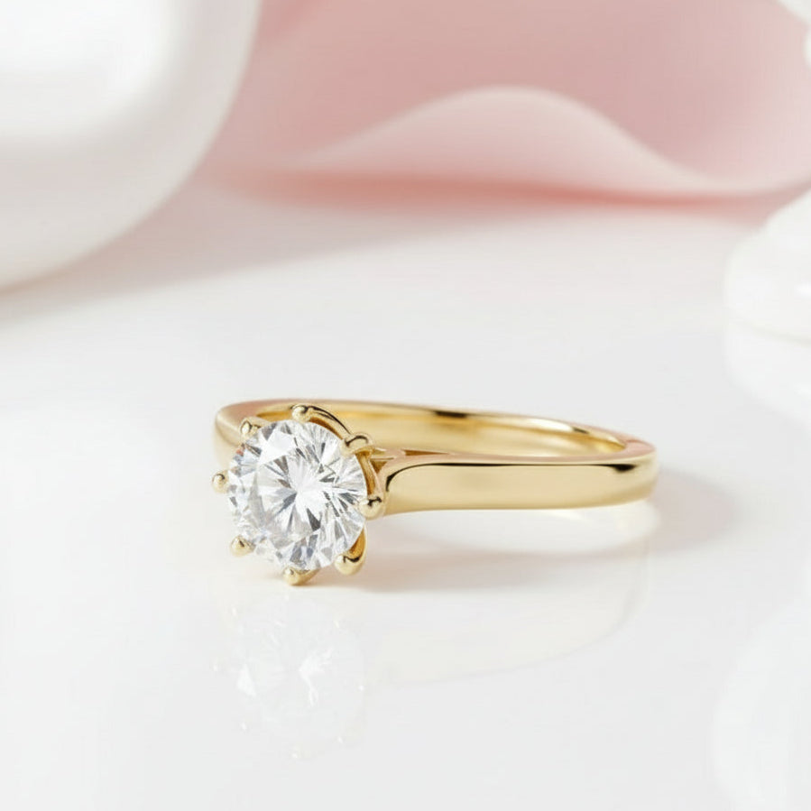 1ct D Color VVS1 Diamond Stud 8 Claw Ring-Black Diamonds New York