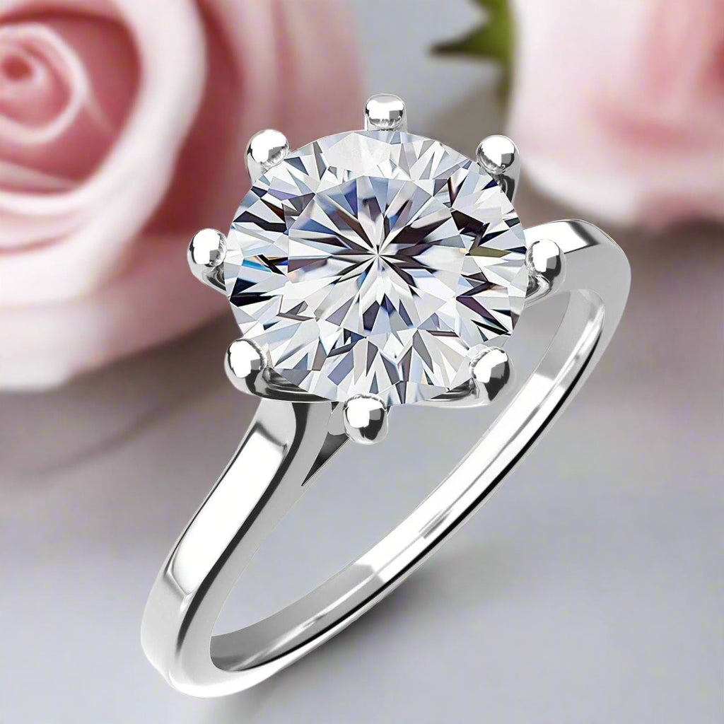 1ct D Color VVS1 Diamond Stud 8 Claw Ring-Black Diamonds New York