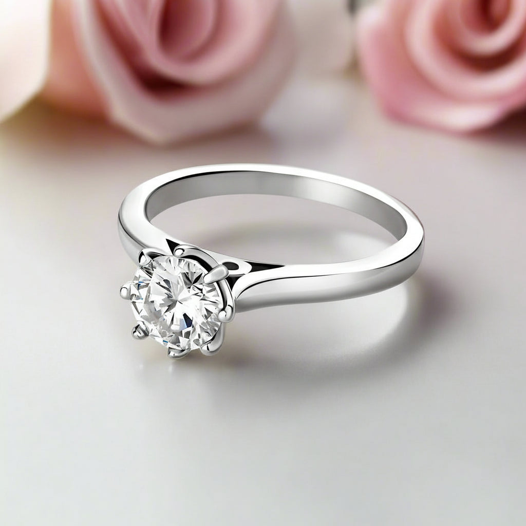 1ct D Color VVS1 Diamond Stud 8 Claw Ring-Black Diamonds New York