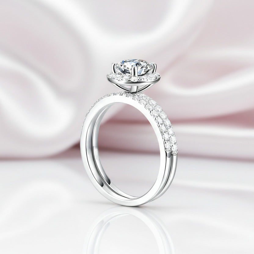 1ct Halo Diamond Ring-Black Diamonds New York