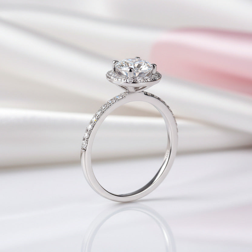 1ct Halo Diamond Ring-Black Diamonds New York