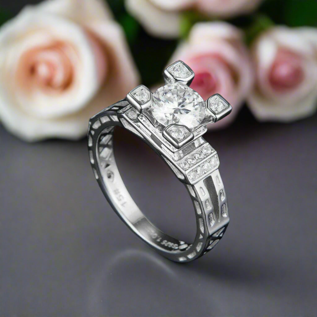 1ct Round & Baguette Diamond Engagement-Black Diamonds New York