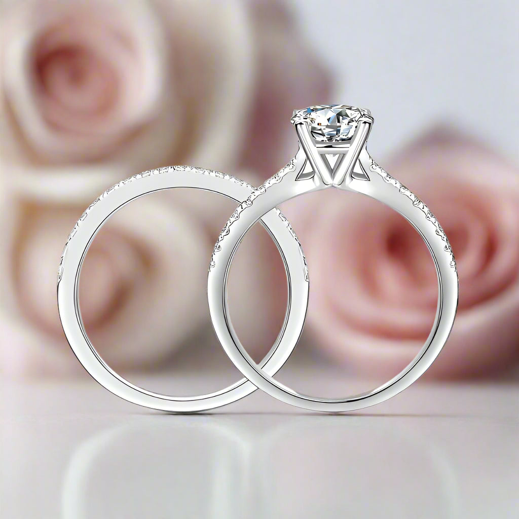 1ct Round Brilliant Diamond Ring Set-Black Diamonds New York