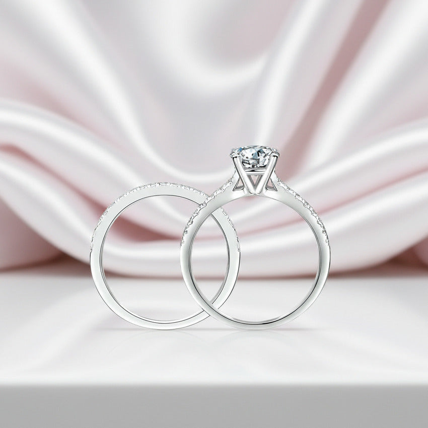 1ct Round Brilliant Diamond Ring Set-Black Diamonds New York