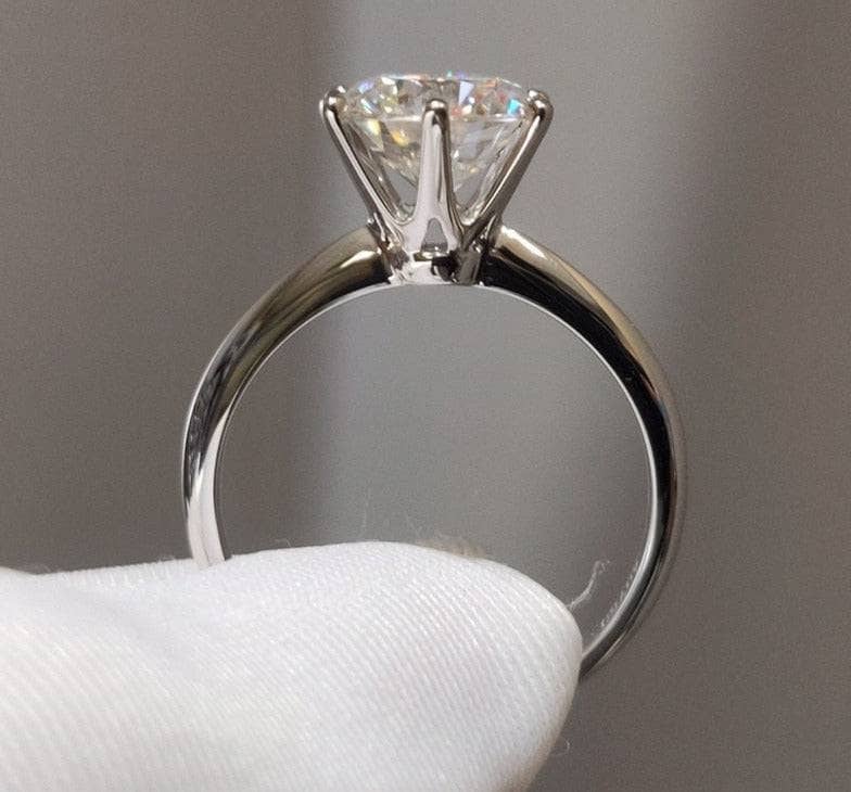 2 Carat 8mm Round Cut D Color Moissanite Engagement Ring - Black Diamonds New York