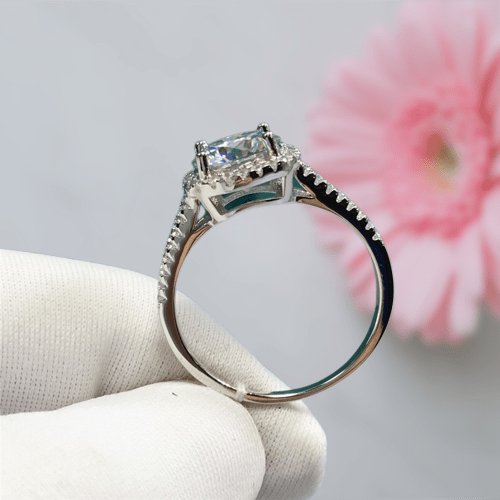 2 Carat 8mm Round Cut D Color Moissanite Split Shank Engagement Ring-Black Diamonds New York