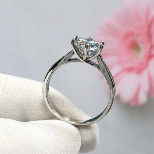 2 Carat 8mm Round Cut Moissanite Six-Claws Engagement Ring-Black Diamonds New York