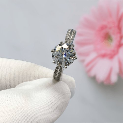 2 Carat 8mm Round Cut Diamond Six-Claws Engagement Ring-Black Diamonds New York