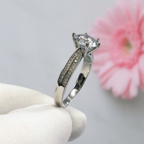 2 Carat 8mm Round Cut Diamond Six-Claws Engagement Ring-Black Diamonds New York