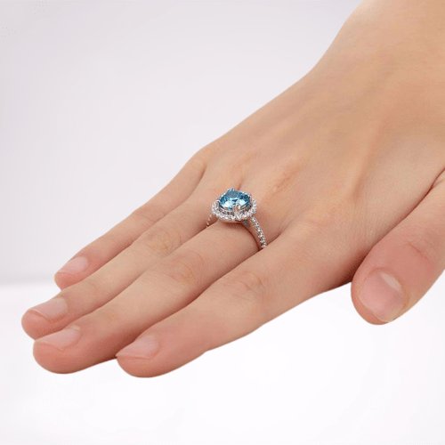2 Carat Created Diamond Wedding Engagement Halo Ring-Black Diamonds New York