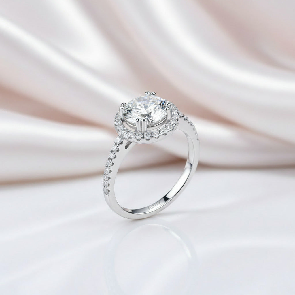2.0 Ct Round Diamond Option Halo Engagement Ring-Black Diamonds New York