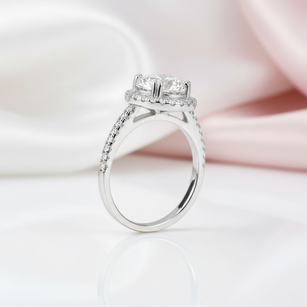 2.0 Ct Round Diamond Option Halo Engagement Ring-Black Diamonds New York