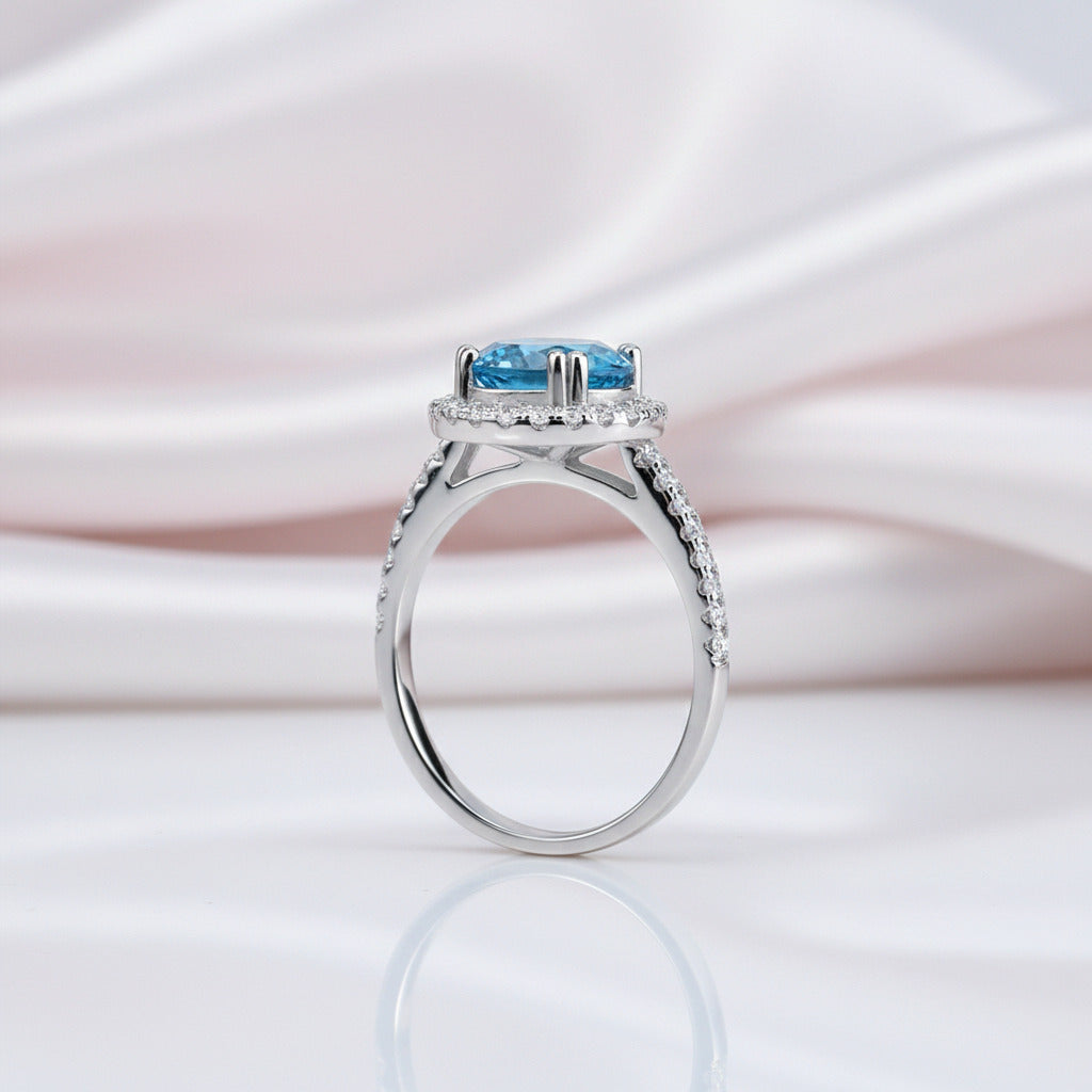 2.0 Ct Round Diamond Option Halo Engagement Ring-Black Diamonds New York
