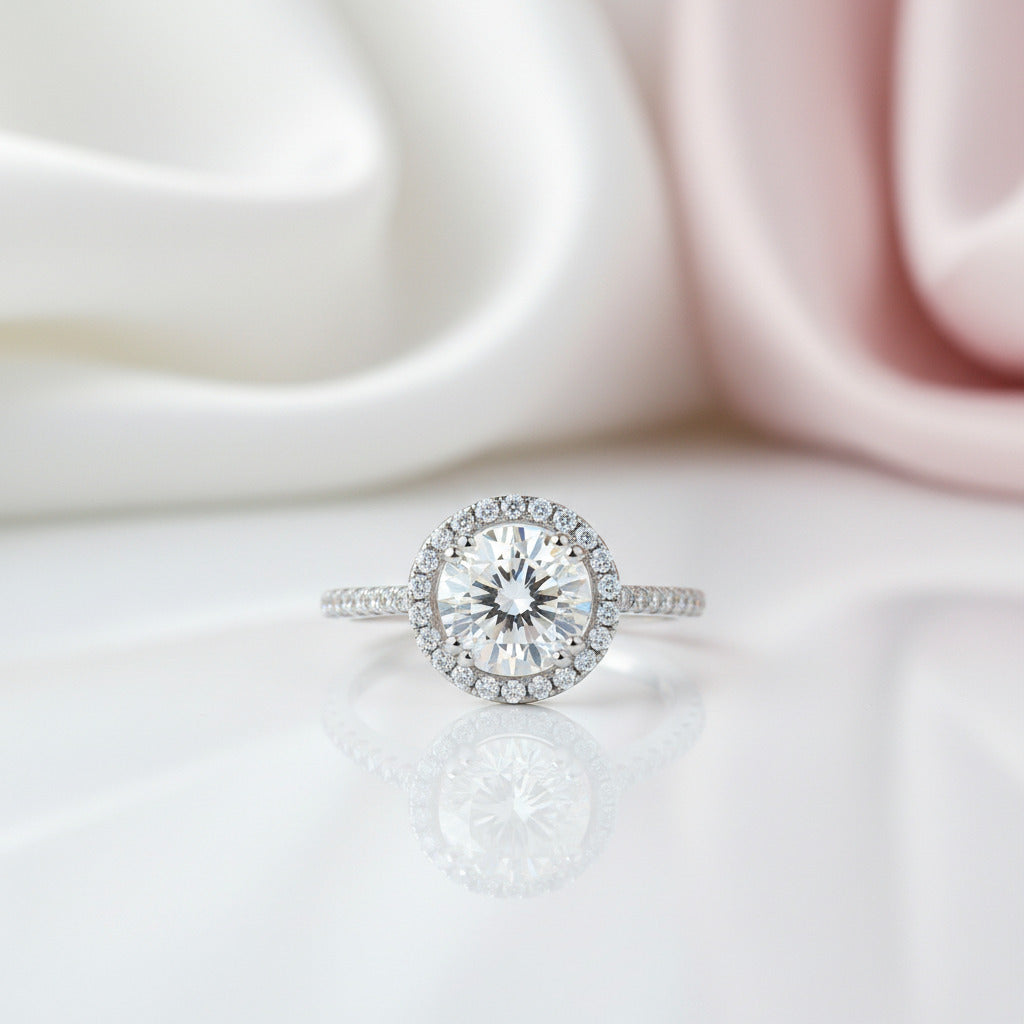 2.0 Ct Round Diamond Option Halo Engagement Ring-Black Diamonds New York