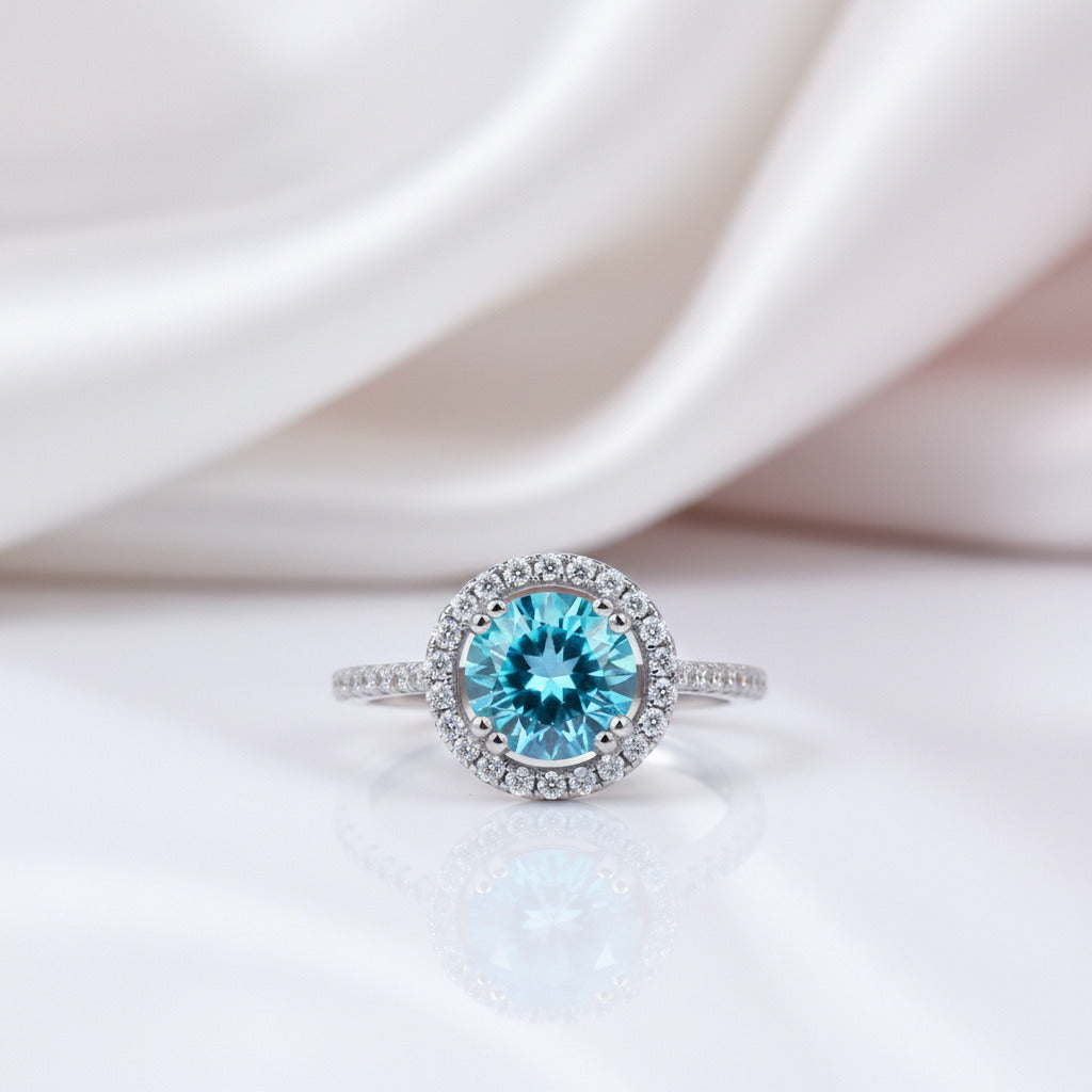 2.0 Ct Round Diamond Option Halo Engagement Ring-Black Diamonds New York
