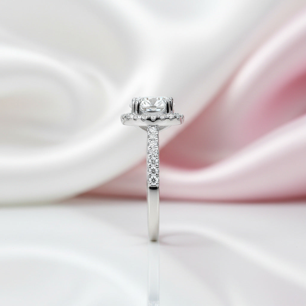 2.0 Ct Round Diamond Option Halo Engagement Ring-Black Diamonds New York
