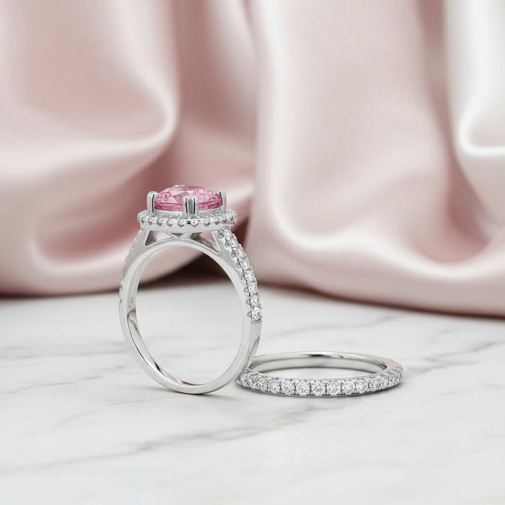 2.0 Ct Diamond Option Split Shank Halo Engagement Ring Set-Black Diamonds New York