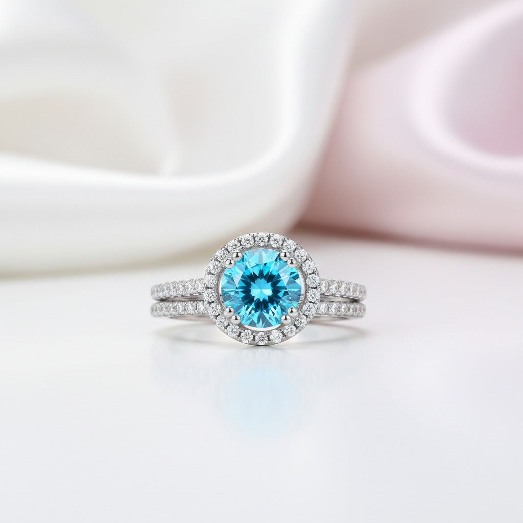 2.0 Ct Diamond Option Split Shank Halo Engagement Ring Set-Black Diamonds New York