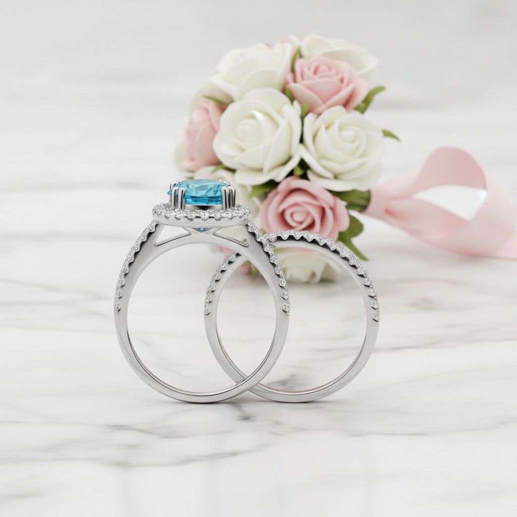 2.0 Ct Diamond Option Split Shank Halo Engagement Ring Set-Black Diamonds New York