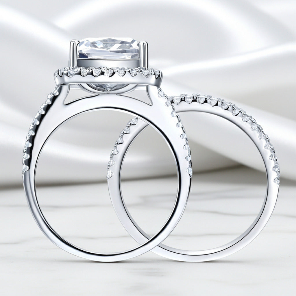 2.0 Ct Diamond Option Split Shank Halo Engagement Ring Set-Black Diamonds New York
