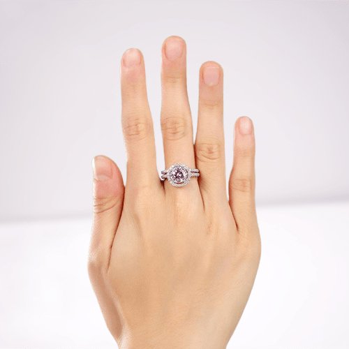2 Carat Created Diamond Wedding Engagement Halo Ring Set-Black Diamonds New York