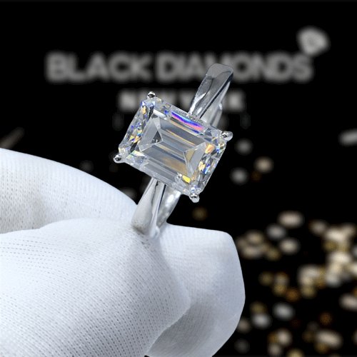 2 Carat Emerald Cut D Color Moissanite Engagement Ring-Black Diamonds New York
