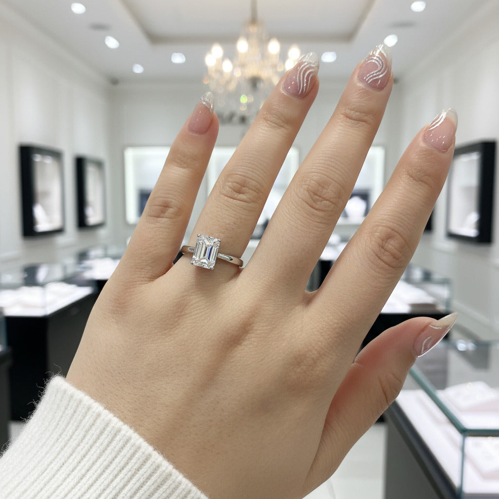 2 Carat Emerald Cut D Color Diamond Engagement Ring-Black Diamonds New York