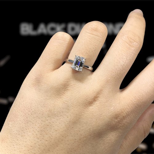 2 Carat Emerald Cut D Color Moissanite Engagement Ring - Black Diamonds New York
