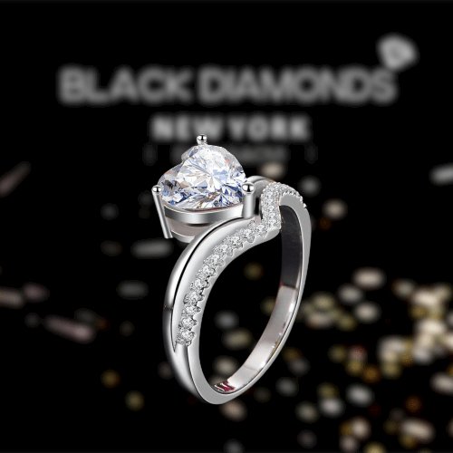 2 Carat Heart Cut Created Diamond Engagement Ring - Black Diamonds New York