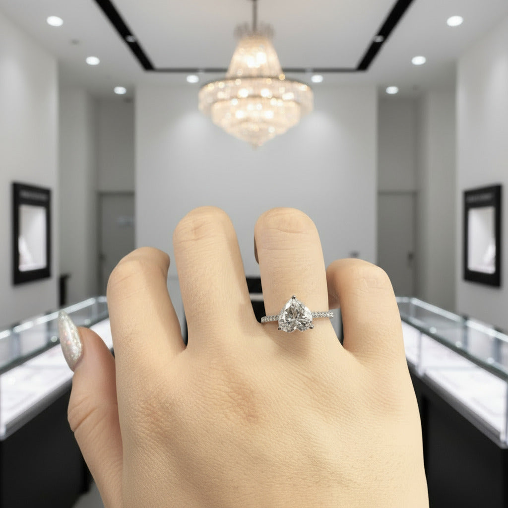 2.0 Ct Heart Cut D Color Diamond Option Engagement Ring-Black Diamonds New York