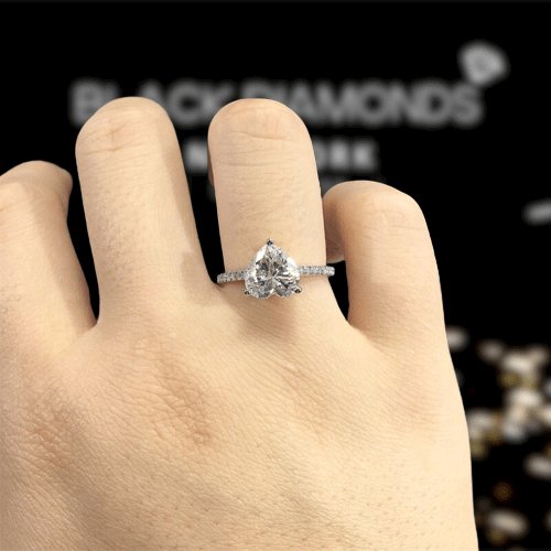 2 Carat Heart Cut D Color Moissanite Engagement Ring-Black Diamonds New York