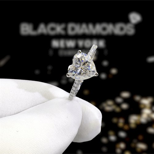 2 Carat Heart Cut D Color Moissanite Engagement Ring - Black Diamonds New York