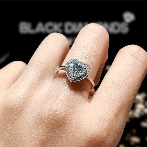 2 Carat Heart Cut Diamond Moissanite Forever Love Engagement Ring - Black Diamonds New York