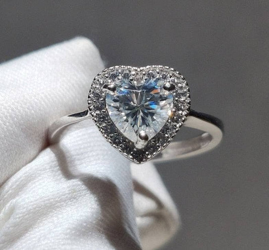 2 Carat Heart Cut Diamond Moissanite Forever Love Engagement Ring-Black Diamonds New York