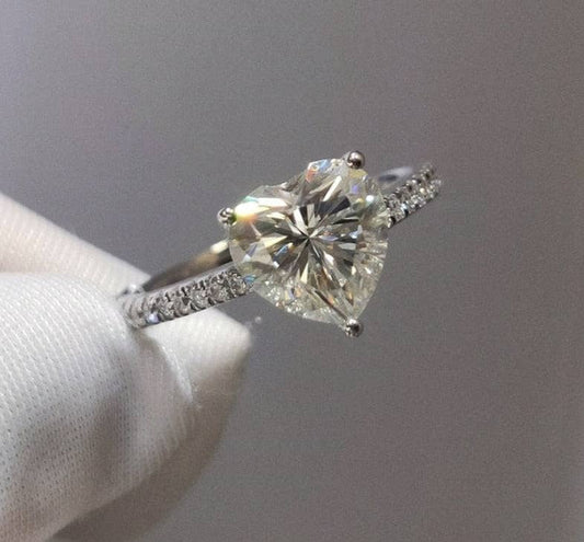 2 Carat Heart Cut Moissanite Forever Love Engagement Ring-Black Diamonds New York
